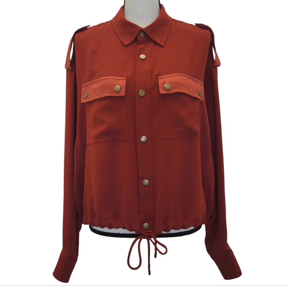 Ramy Brook Shiny Lia Jacket Rust Red A1019400 Medium